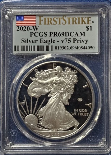 2020-W Proof American Silver Eagle - V75 Privy Mark PCGS PR69 DCAM First Strike