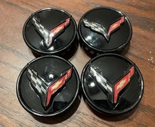Gm C8 C7 Corvette Black Oem Wheel Center Caps Stingray Eray Z06 Hub Caps Set