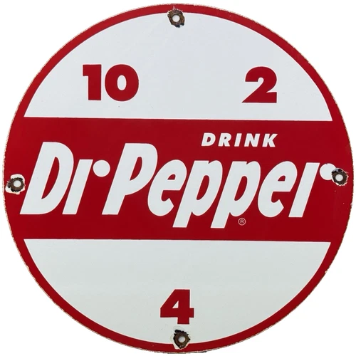 VINTAGE DR PEPPER  PORCELAIN SIGN GAS STATION PUMP PLATE DEW PEPSI OIL COCA COLA