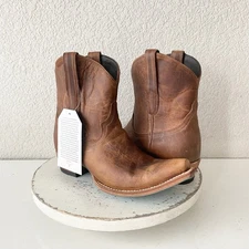 Lane EMMA JANE Womens Cowboy Bootie 8.5 Brown Western Cowgirl Short Ankle Boots