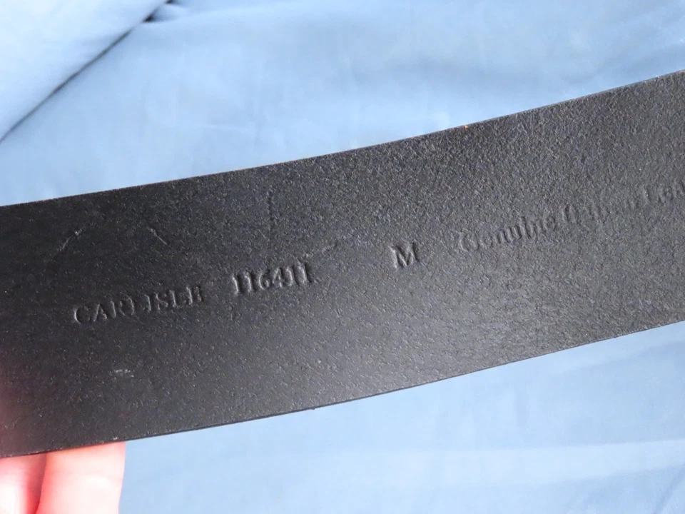 New VTG CARLISLE BELT Black Leather CALF HAIR LEOPARD PRINT Silver Rings SZ M - Image 4 of 4