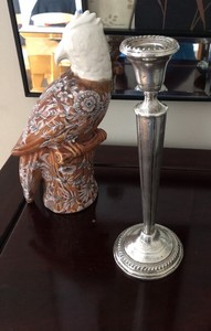 ANTIQUE ARROWSMITH STERLING SILVER WEIGHTED CANDLE STICK  