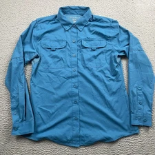 Pelagic Shirt Mens Small Blue Button Down Fishing UPF Vented L/S Performance