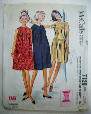 60's Yoked loose fitting dress pattern 7120 size small 9-10-11