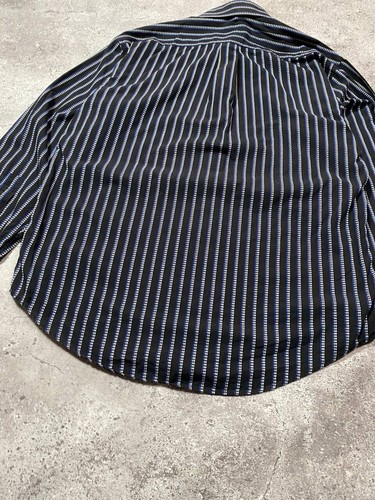 YSL Yves Saint Laurent Pour Homme Vintage Stried Button Up Shirt Size M Blue - Picture 8 of 14