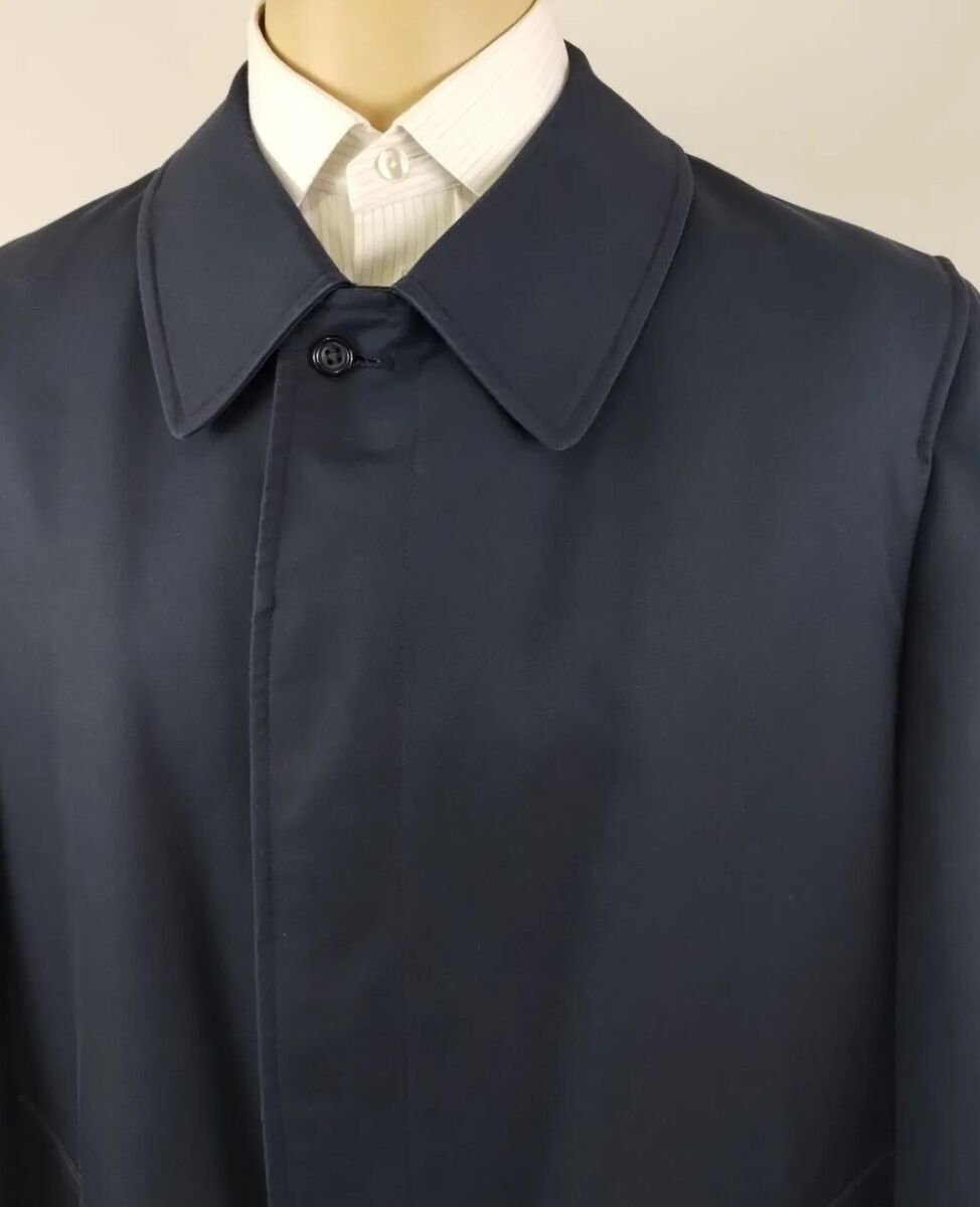 Aquascutum Aqua 5 Mens Navy Long Trench Overcoat Collar Aquascutum Aqua 5 Mens Navy Long Trench Overcoat Collar