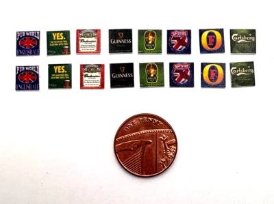 DINKY DELIGHTS Puppenstube Miniatur - 16 Bierdeckel - (DD132) - P+P kombiniert