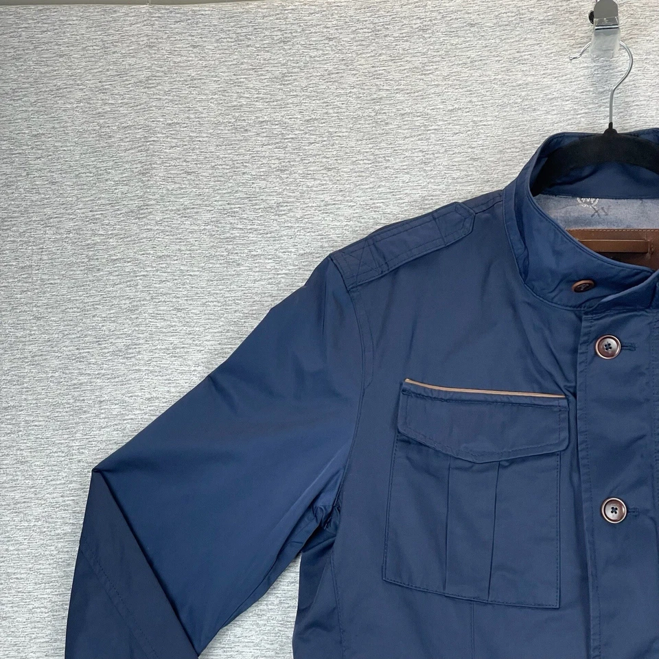 Chaqueta Massimo Dutti para mujer mediana azul forrada cuello falso elegante botón delantero Foto 3 de 4