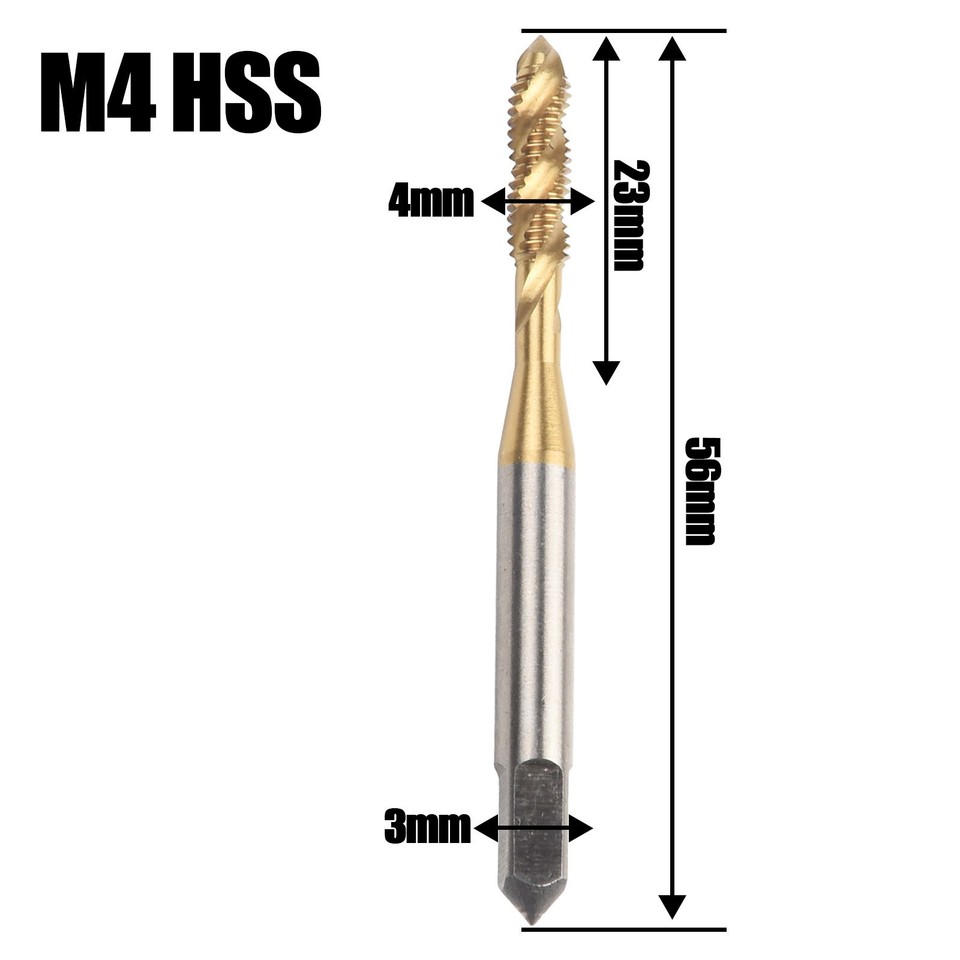 M3/M4/M5/M6/M8 HSS Screw Tap Metric Spiral Tap Drills High Speed Steel