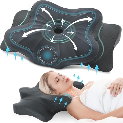 Neck Support Pillow for Side Back Stomach Sleepers with Pillowcase