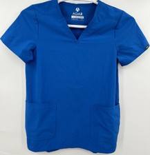 Adar Addition Womens Scrub Top Size Small Royal Blue Medical Nursing Small