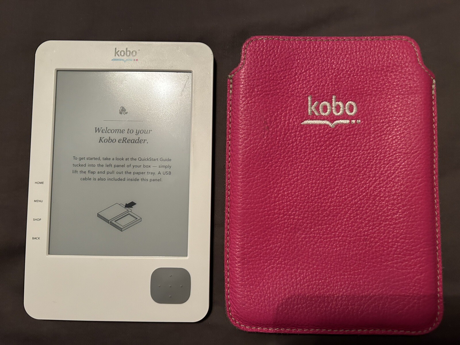 Kobo Wireless eReader WiFi 6” 1GB Purple N647 QUILTED Bundle With Case