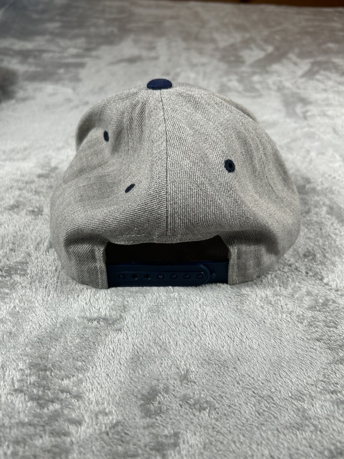Mens Snapback Hat Gray Blue Flatbrim Lids - image 4