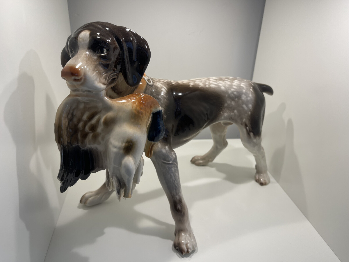 Figura de perro de caza Cluj Napoca con botín 25 x 30 cm. 1 opción. Defecto
