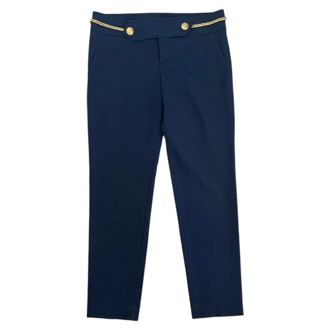 Pantalon conique bleu marine Gucci avec chaîne dorée logo ceinture taille 44 US taille 8