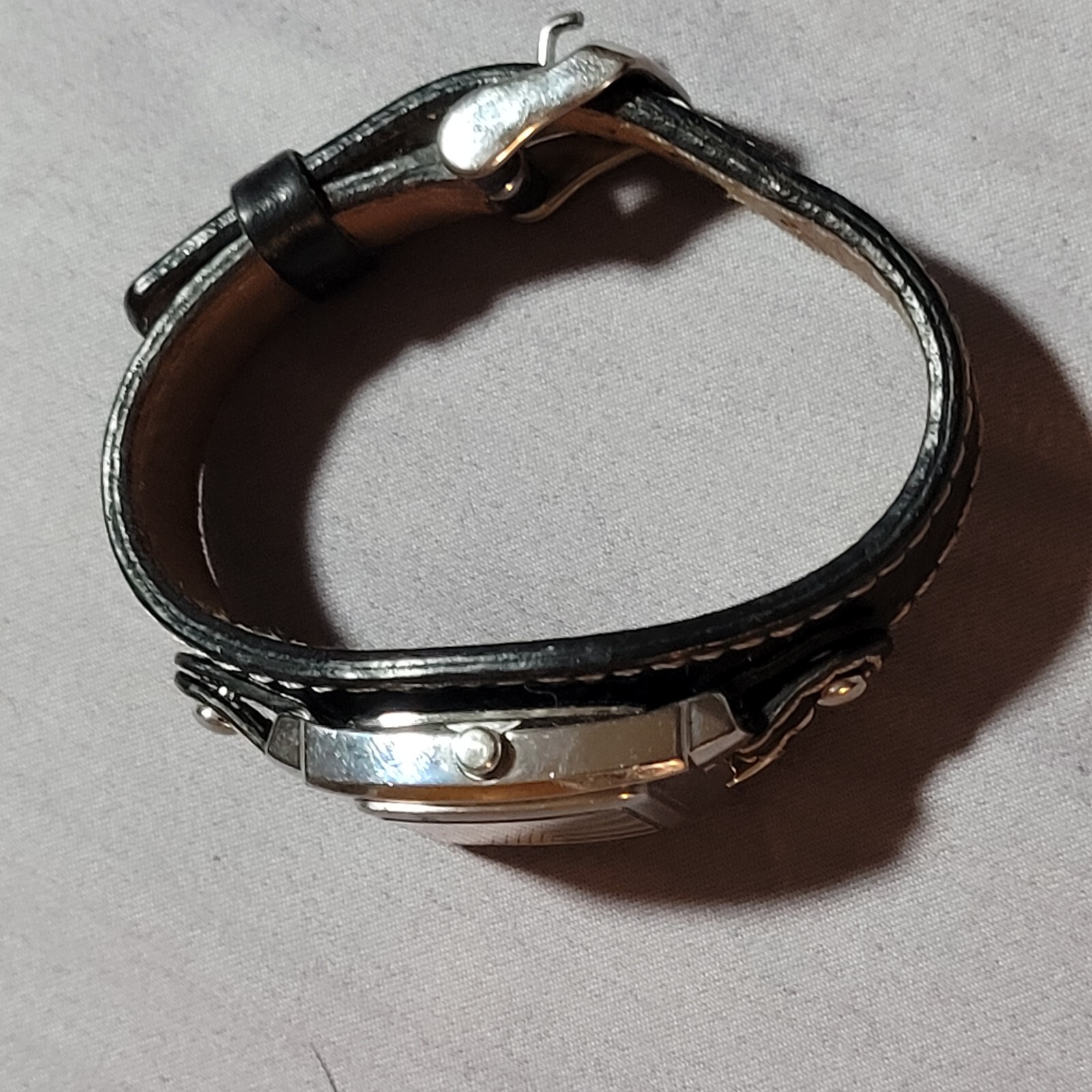 Relic Watch Leather Rectangular Face Silver Tone … - image 5