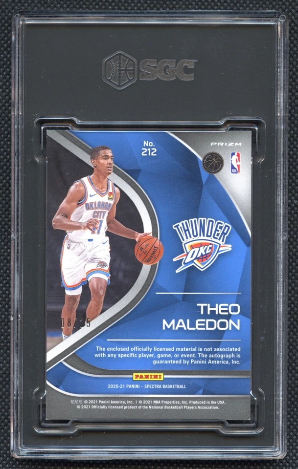 2020-21 Panini Spectra Theo Maledon Rookie 8/25 Patch Auto RPA SGC 9.5 Mint+  - Image 2 of 2