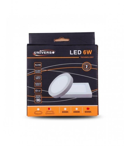 PLAFONIERA ESTERNO A LED FARETTO FARO PANNELLO TONDO ROTONDO 6W-LUCE CALDA 3000K - Foto 2 di 3