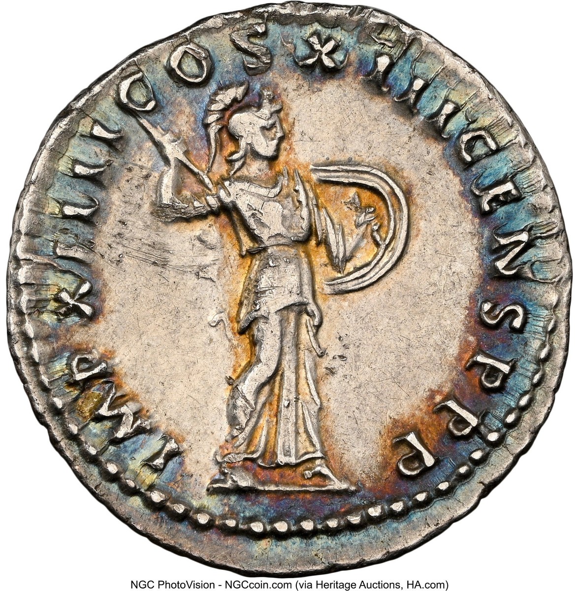 Domitian, Roman Empire (81-96 AD) , AR Denarius, Rome Mint, NGC Ch