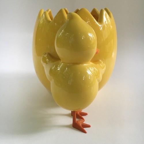 figural CHICK HATCHED EGG planter vase candy bowl etc - CERAMIC teleflora - NEW - Picture 3 of 10