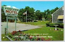 Portview Motel Cape Cod West Hyannisport MA Exterior View Chrome Postcard