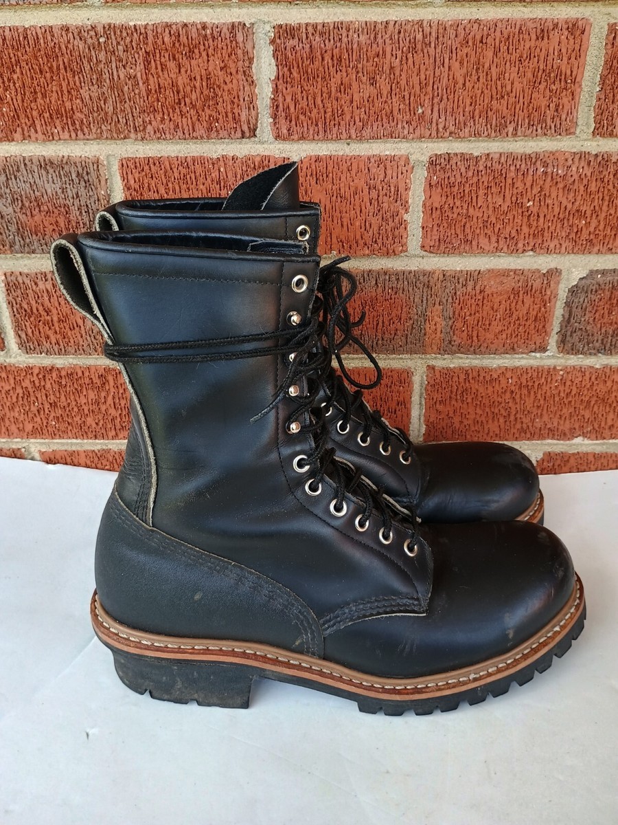 Redwing 2218 Black Steel Toe Men's Size 10 B Leather Logger