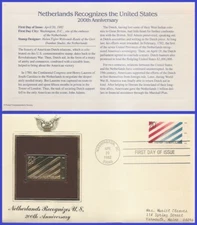 USA2 #2003 ADDR GOLDEN REPLICA FDC   U.S. and Netherlands Relations