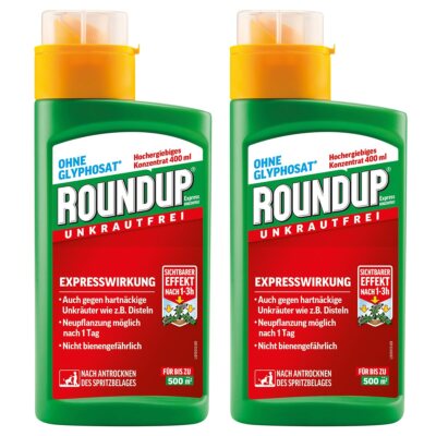 2 x ROUNDUP  Express Konzentrat Unkrautfrei 400 ml für bis zu 500 m²