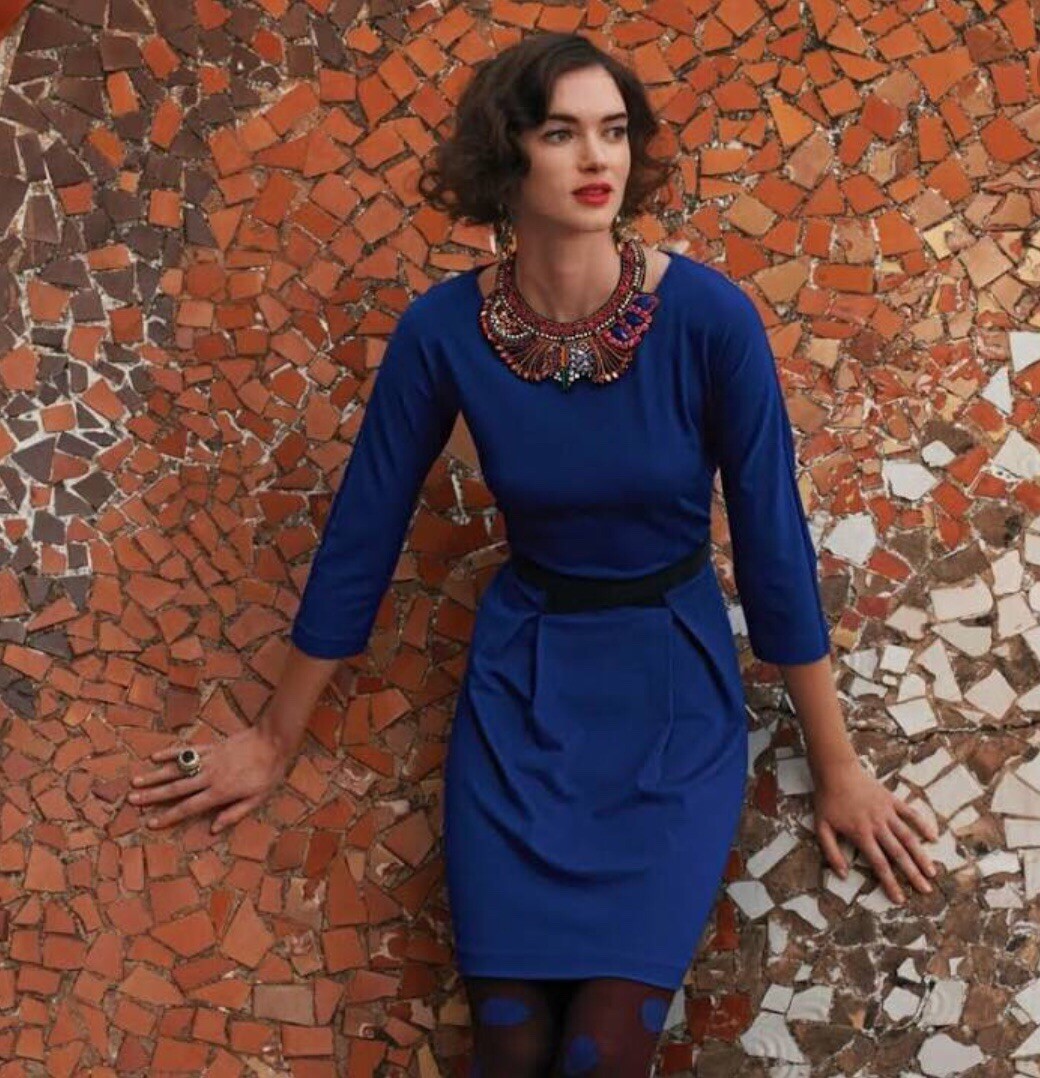 anthropologie dresses blue GIRLS FROM SAVOY Size Small Royal 3/4 Sleeve Dress long dresses Women's Mini Shift Dress Length:L-32 The softly gathered skirt