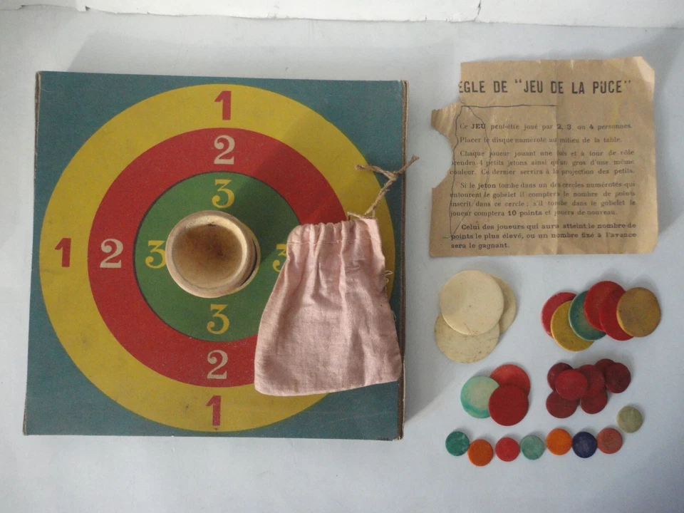 Ancien jeu de la puce avec jetons - Photo 2/4