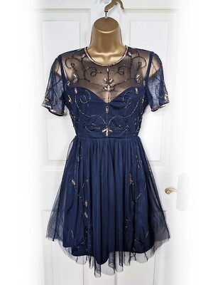 blue sequin dress boohoo Heavy bead work muslim dress o-neck ankle length loose fitting comfortable dress main image 0