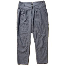 Sundance Womens Blue Stripe Linen Blend Gathered Amelia Trouser Pant Size P6