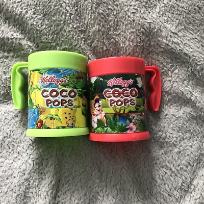 Kelloggs Coco Pops Kunststoff Becher x2 Sammlerstück Müslischalen