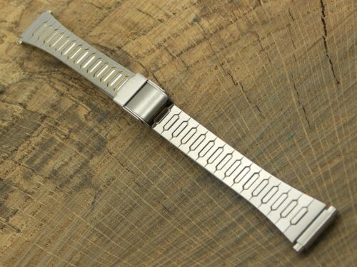 NOS Gilden Vintage 2 Tone Stainless Sliding Clasp Watch Band 12mm-15mm Unused - Picture 2 of 8