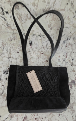NWT VTG 1990 s Carlo D Santi Women's Purse Crochet Shoulder Bag Black