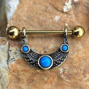 Authentic Gold Plated Turquoise Shield Nipple Ring