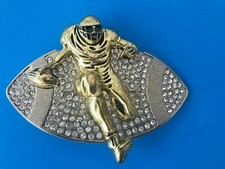 FOOTBALL PLAYER Metal BELT BUCKLE Rhinestones Touchdown Sports Collectible