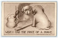 1910 Puppy Dog Mirror Wish I Had The Price Of A Shave Townley MI Posted Postcard