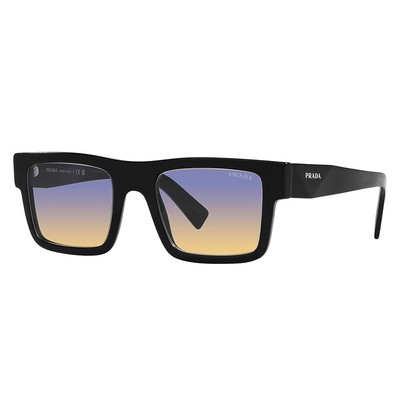 Prada PR 19WS 1AB06Z Black Plastic Rectangle Sunglasses Blue Gradient Lens