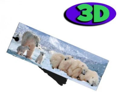 MEDIA4KIDS Polar Bears Moving 3D Hologram Bookmark With Tassel Book Place Holder 15 X 5 CM
