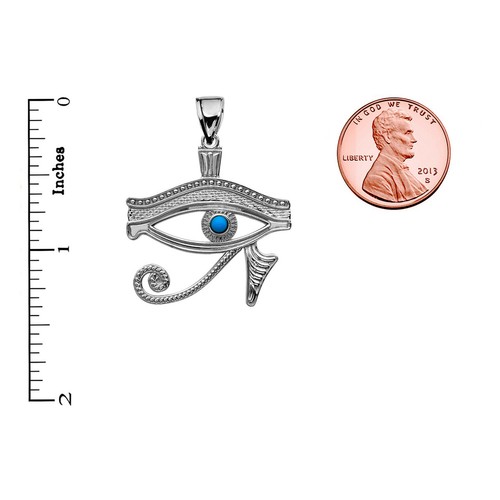 Collar Colgante Dije Turquesa Plata Esterlina 925 Ojo de Horus Hecho en EE. UU. - Imagen 4 de 4