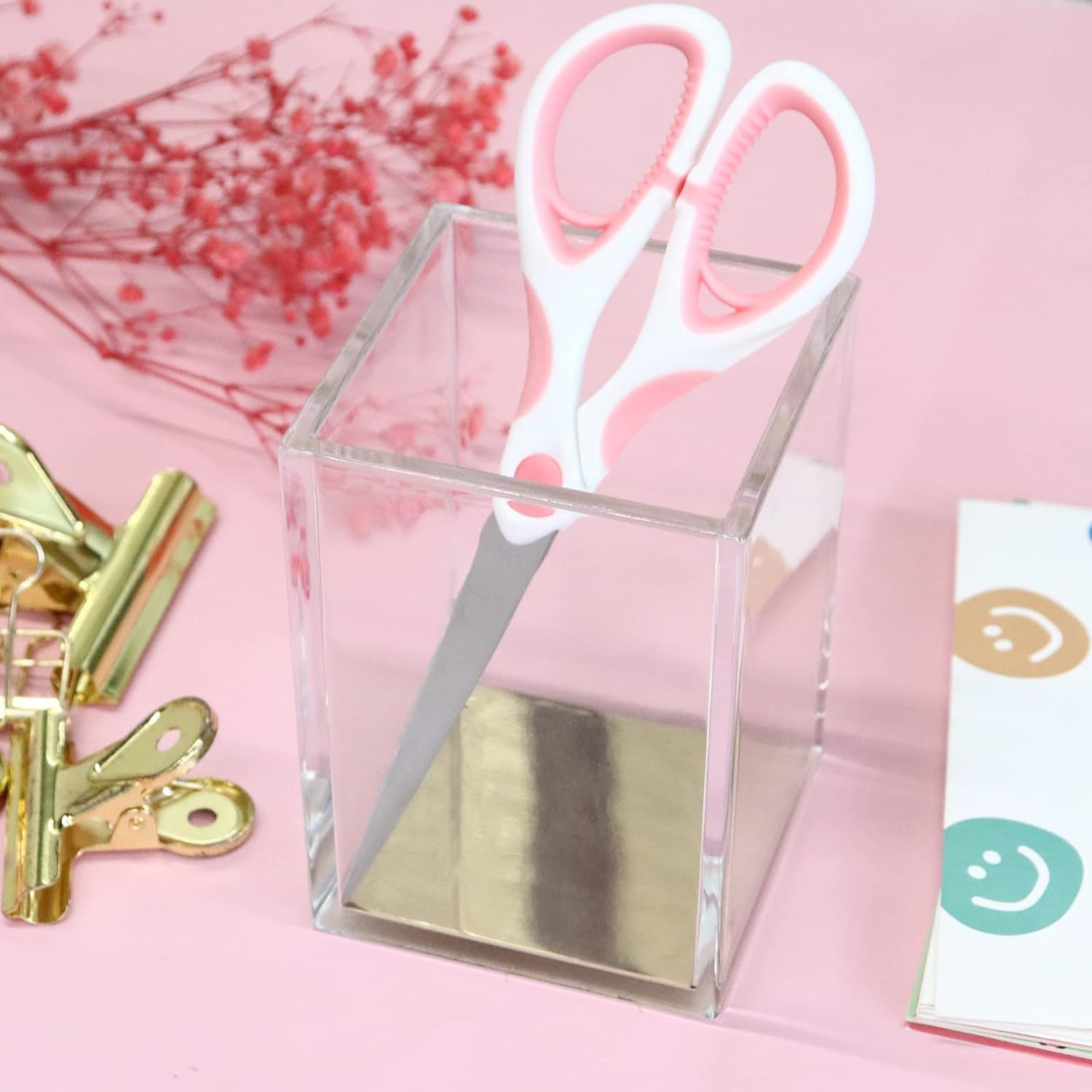 Multipurpose Stainless Steel Scissors 6.7" Pink Shears Comfort-Grip Scissors for