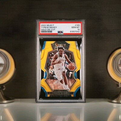 POP 1 2022-23 Panini Select TYRESE MAXEY #109 GOLD PRIZM DIE-CUT 