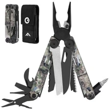 FLISSA 15-in-1 Multi Tool Pocket Knife  Stainless Steel Multitool Plier w/Sheath