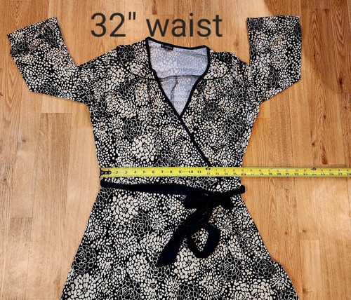 Hourglass Black And Beige Floral Faux Wrap Dress 3/4 Sleeves 1X - Picture 5 of 8