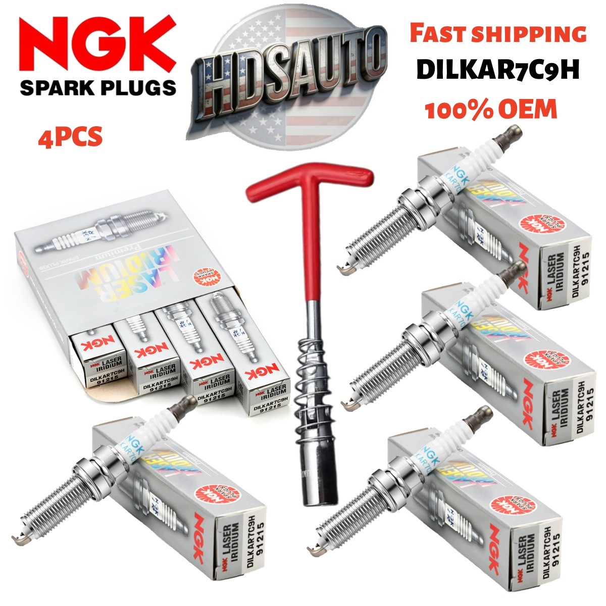 4PCS Genuine Spark Plug NGK DILKAR7C9H 91215 for NISSAN JUKE 2011-2017 1.6T L4