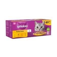 Whiskas Wet Cat Food Pouches 7+ Poultry Feasts Senior 40 x 85g Pack 4.41 per kilo