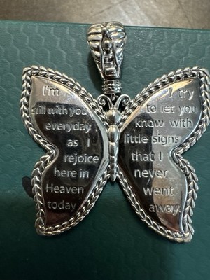 JAI John Hardy Sterling Silver Butterfly Necklace Pendant With Box & Pouch