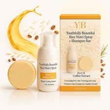 Youthfully Beautiful Rice Nutri Spray and Shampoo Bar Set Thickens Hair Supports