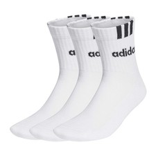 3 Paar adidas Kinder Socken 3-Stripes Linear Half-Crew Wei&szlig; Schwarz Gr. 28-30